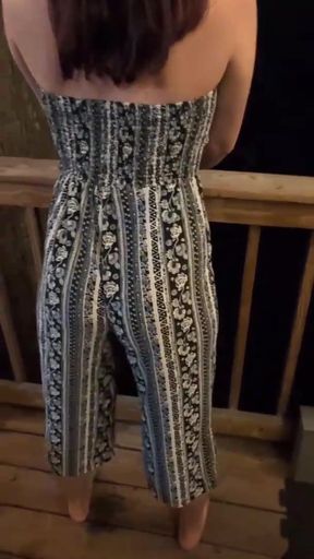 wife shaking and grinding her ass on the porch