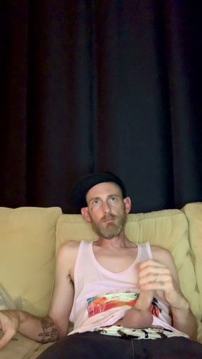 Almost Caught Stroking It at the Airbnb on the Couch
