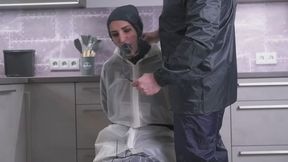 Amira in Regatta rainwear and transparent bibpants and raincoat hard gagged part2