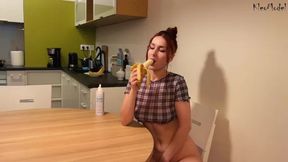 Banana Sex and Cumshot on Ass with Bj
