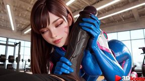 d.va got fucked by a big black cock while working out at the gym [ai]