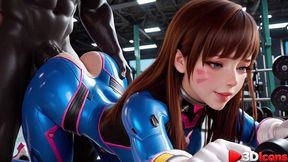 d.va got fucked by a big black cock while working out at the gym [ai]