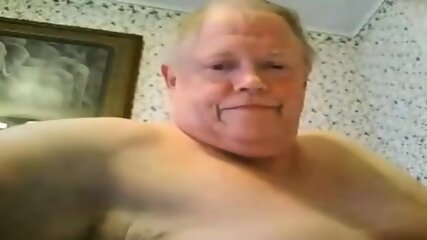 fat grandpa jerking off on the bed