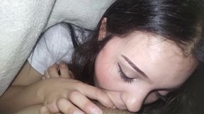 Beautiful Teen Giving a Deep Blowjob to a Good Cock and Then Fucking in Different Positions That Small and Tight Pussy Is