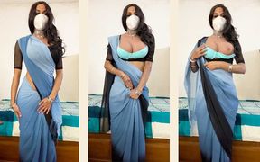 Crossdresser Jerking off in Saree