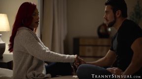 Redhead TS stepmom Foxxy and I have bonding together through bareback sesh