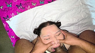 Did you know you can nose fuck? Yes, it's possible! He does it until he cums inside and the semen comes out of my mouth.