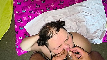 Did you know you can nose fuck? Yes, it's possible! He does it until he cums inside and the semen comes out of my mouth.