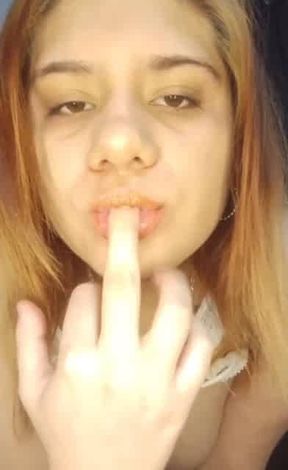 Chubby latina teen fucks her pussy