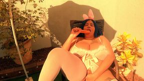 Big-Busted Whore Rabbits Anal&#x1F44C; Play With Carrot & Explodes