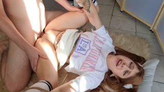 My 18-year-old girlfriend lets me fuck her and tie her up...almost creampie