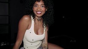 Black Latina Bitch Grins & Gets That White Dude’s Cock So Hard He Can’t Think Straight