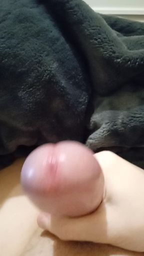 18 year old Russian knows how to masturbate his big penis well