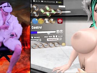 Banging a succubus in VR game "Succubus&#039; Helping Hand". Interactive game in virtual reality
