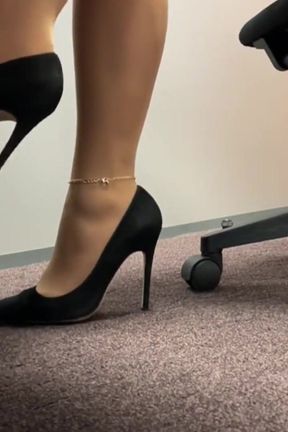 Watch My Feet in High Heels Under the Desk