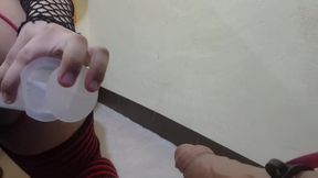 Fat Ass Redhead Gothic Shemale Anal Gape Destruction with Monster Butt Plug and Huge Dildo