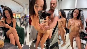 public flashing and quick fuck in dressing room