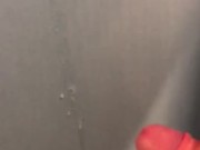 Huge cum load on public shower wall - JoeJamesX