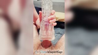 Plumbing a Fucktoy With a Pal / Sharing Fleshlight Crammed with Jizz / 2 Folks Fuking one Fleshlight