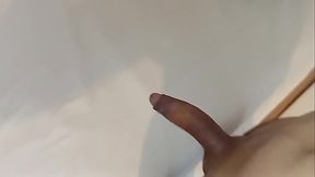 quick masturbation and ejaculation lots of cum on the mattress with waterproof sheet in bed