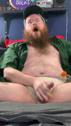 Jerking it in my FTLs, watching some hot bear butt eating porn