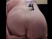 white kiwi bear from NZ puts a asthma inhaler totally in his ass