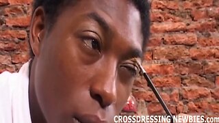 Black guy dresses up a cute crossdressing slut