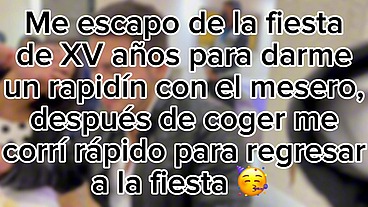Me salgo de la fiesta de para ir a reventarle el culo al mesero que no me dejaba de ver. Delicioso