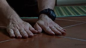 hand trampling in pink sneakers by Alice