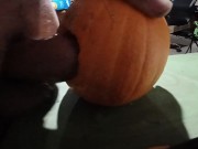 Pumpkin Fucking, Solo Male Fucks Pumpkin Until He Cums With Throbbing Cock