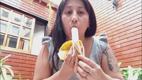 Eating and making silly faces