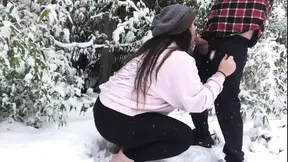 Real Couple Out in the Snow