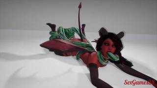 Succubus girl fucks many cocks