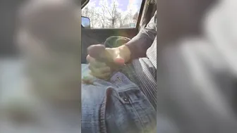 Twink Jerks Off and Cums While Driving on Highway