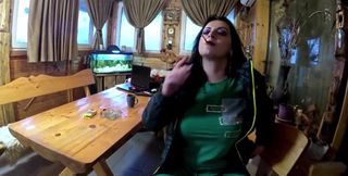 Green Downjacket Tease Smoking, Humiliation &amp; Messy Cum Play