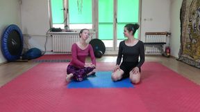 2 young female wrextlers punishing each other