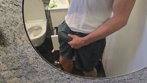 Young Daddy Is Horny at Night and Jerks off His Long Cock Until It Leaks