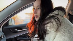 Skinny teen gives rough ride to stranger in car