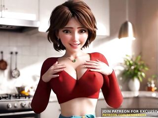 CG Animation : Large Hero 6 - Cass Doggy position Banged in Kitchen