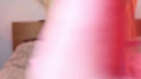 Pink bunny having fun with dildo