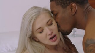 Interracial action with a hung stud and a busty blonde