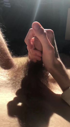 hairy teen stroking in sun