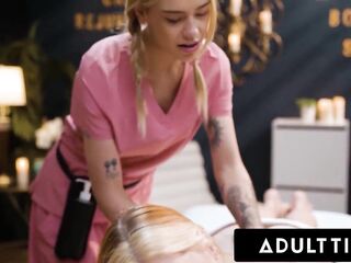 ADULT TIME - Tense PAWG Cubbi Thompson Gets Oiled Up & Scissors With Lesbo Masseuse Dylan Moore!