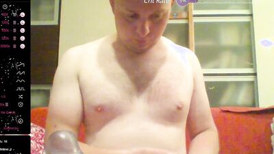 Huge dildo in the ass and anal play during masturbation with lots of toys