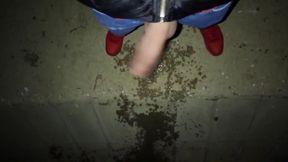 Peeing with Erection and Cumshot Under a Bridge