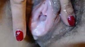 Amateur housewife in light pink nightie exposed her saggy big boobies