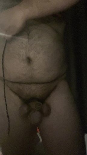 Cock and Ball Bondage with Crossdress and Butt Plug Inside