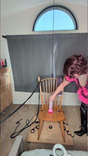 Sissy Candy in Self Bondage with Huge Dildos