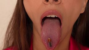 giantess eats a some little man and show uvula