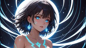 Trance of Light a Beautiful Young Woman with Mystical Glowing Markings